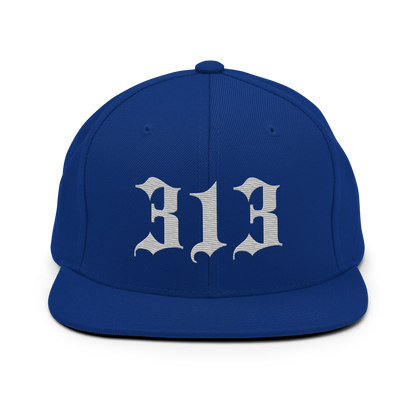 Detroit '313' Vintage Snapback (Old English Font) | Platinum