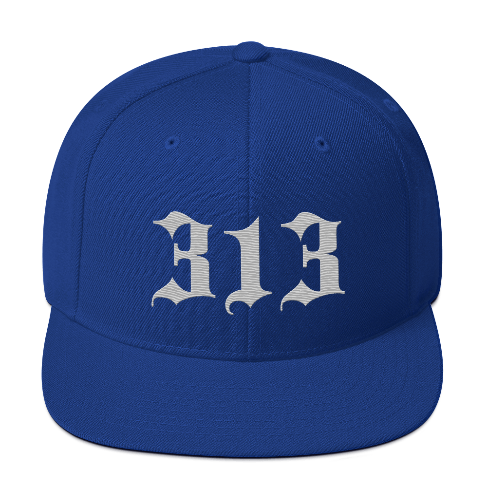 Detroit '313' Vintage Snapback (Old English Font) | Platinum