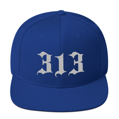 Detroit '313' Vintage Snapback (Old English Font) | Platinum