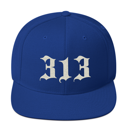 Detroit '313' Vintage Snapback (Old English Font) | Ivory White