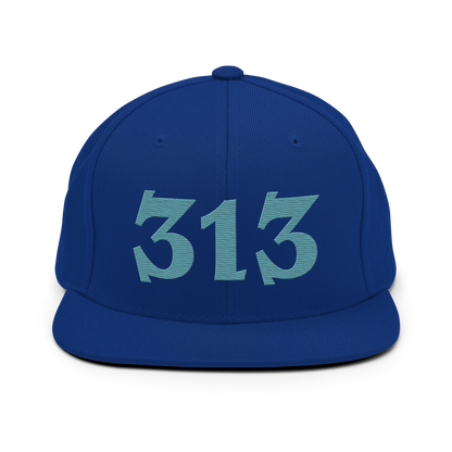 Detroit '313' Vintage Snapback (Angry Font) | Huron Blue