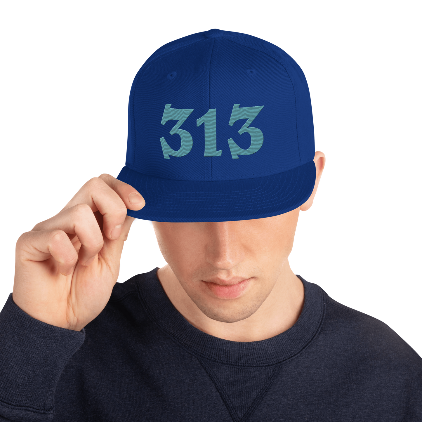 Detroit '313' Vintage Snapback (Angry Font) | Huron Blue