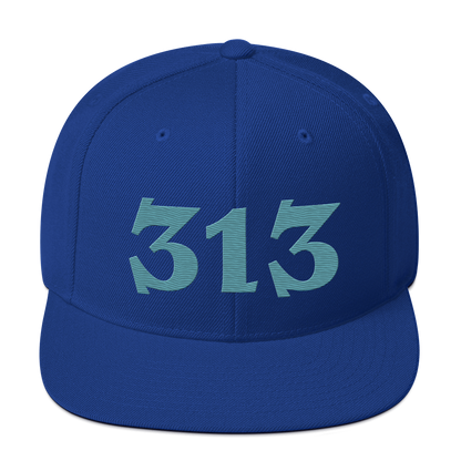 Detroit '313' Vintage Snapback (Angry Font) | Huron Blue