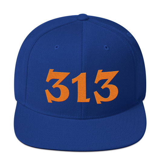 Detroit '313' Vintage Snapback (Angry Font) | Orange