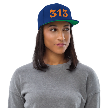 Detroit '313' Vintage Snapback (Angry Font) | Orange