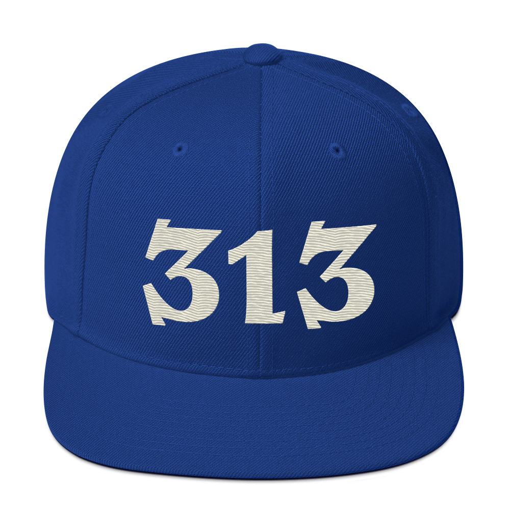 Detroit '313' Vintage Snapback (Angry Font) | Ivory White