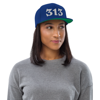 Detroit '313' Vintage Snapback (Angry Font) | Platinum