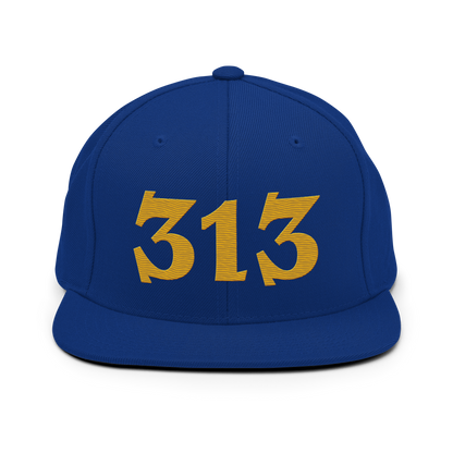 Detroit '313' Vintage Snapback (Angry Font) | Gold