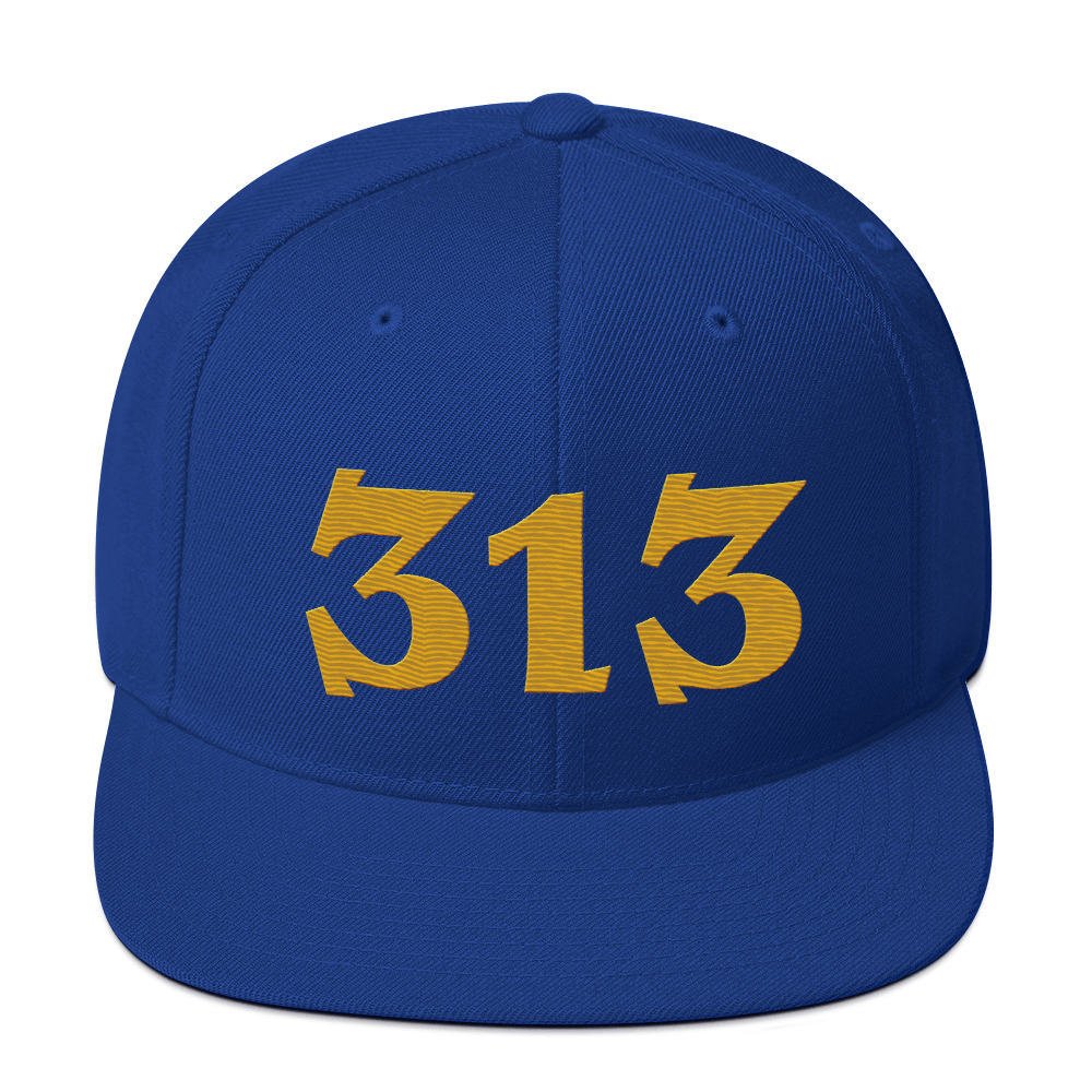 Detroit '313' Vintage Snapback (Angry Font) | Gold