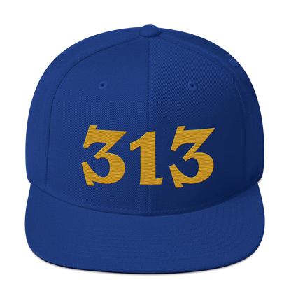 Detroit '313' Vintage Snapback (Angry Font) | Gold