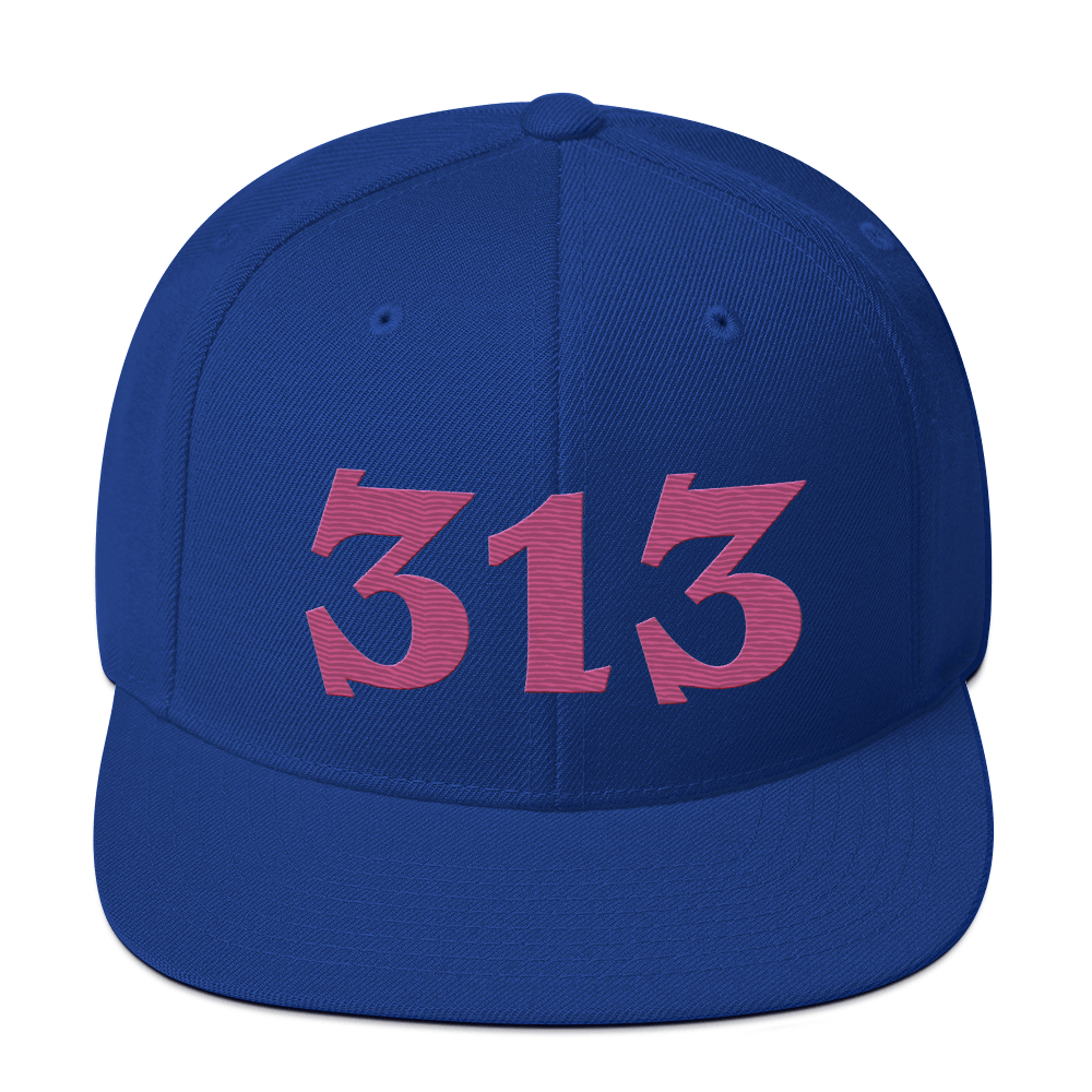 Detroit '313' Vintage Snapback (Angry Font) | Apple Blossom Pink