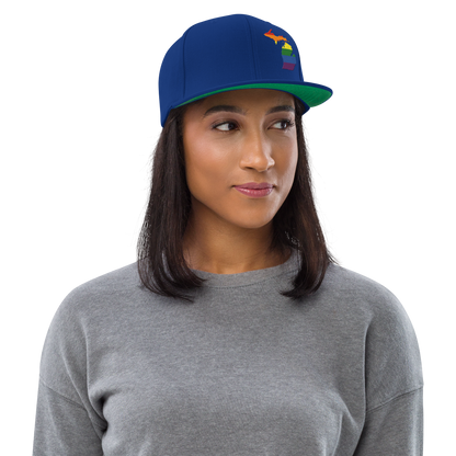 Michigan Vintage Snapback | Rainbow Pride Outline