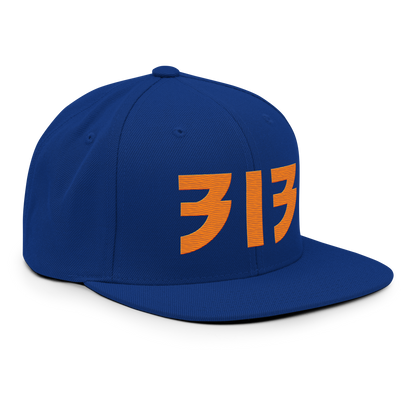 Detroit '313' Vintage Snapback (Glam Rock Font) | Orange