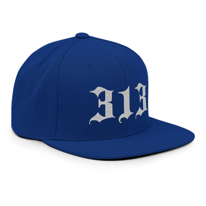 Detroit '313' Vintage Snapback (Old English Font) | Platinum