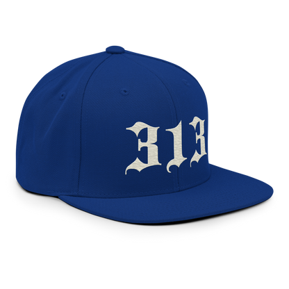 Detroit '313' Vintage Snapback (Old English Font) | Ivory White