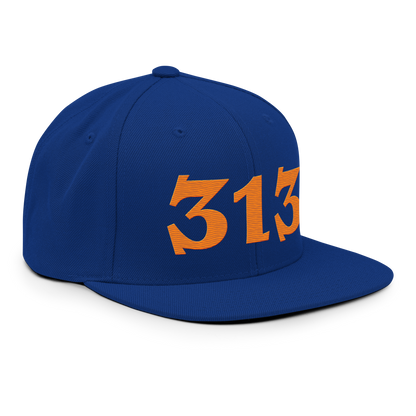 Detroit '313' Vintage Snapback (Angry Font) | Orange