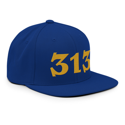 Detroit '313' Vintage Snapback (Angry Font) | Gold