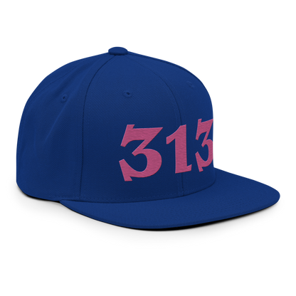 Detroit '313' Vintage Snapback (Angry Font) | Apple Blossom Pink