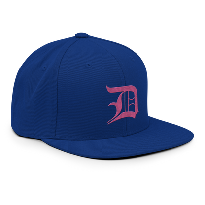 Detroit 'Old English D' Vintage Snapback (Apple Blossom Pink)