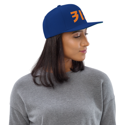 Detroit '313' Vintage Snapback (Glam Rock Font) | Orange