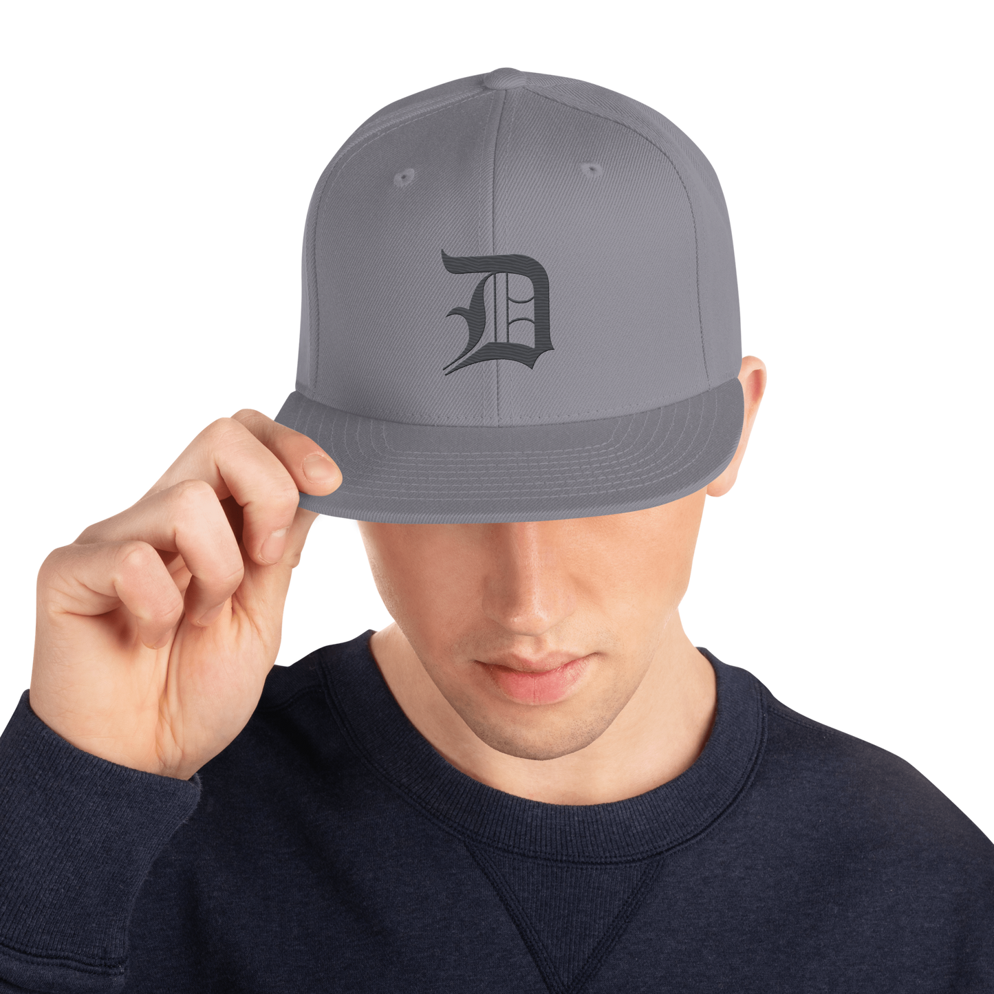 Detroit 'Old English D' Vintage Snapback (Iron Ore Grey)