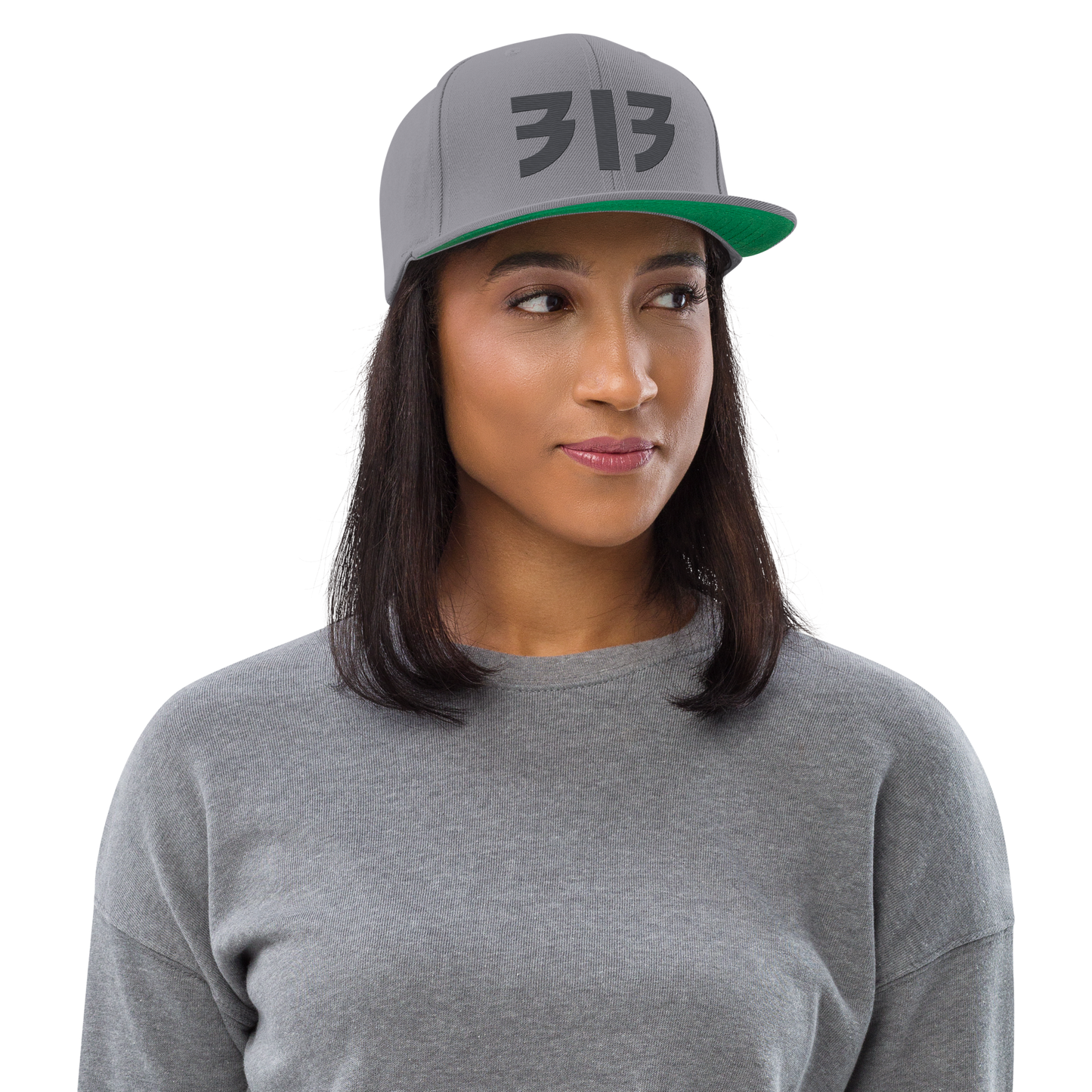 Detroit '313' Vintage Snapback (Glam Rock Font) | Iron Ore Grey