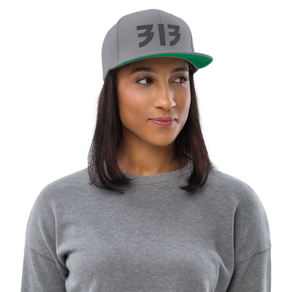 Detroit '313' Vintage Snapback (Glam Rock Font) | Iron Ore Grey