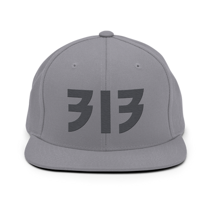 Detroit '313' Vintage Snapback (Glam Rock Font) | Iron Ore Grey