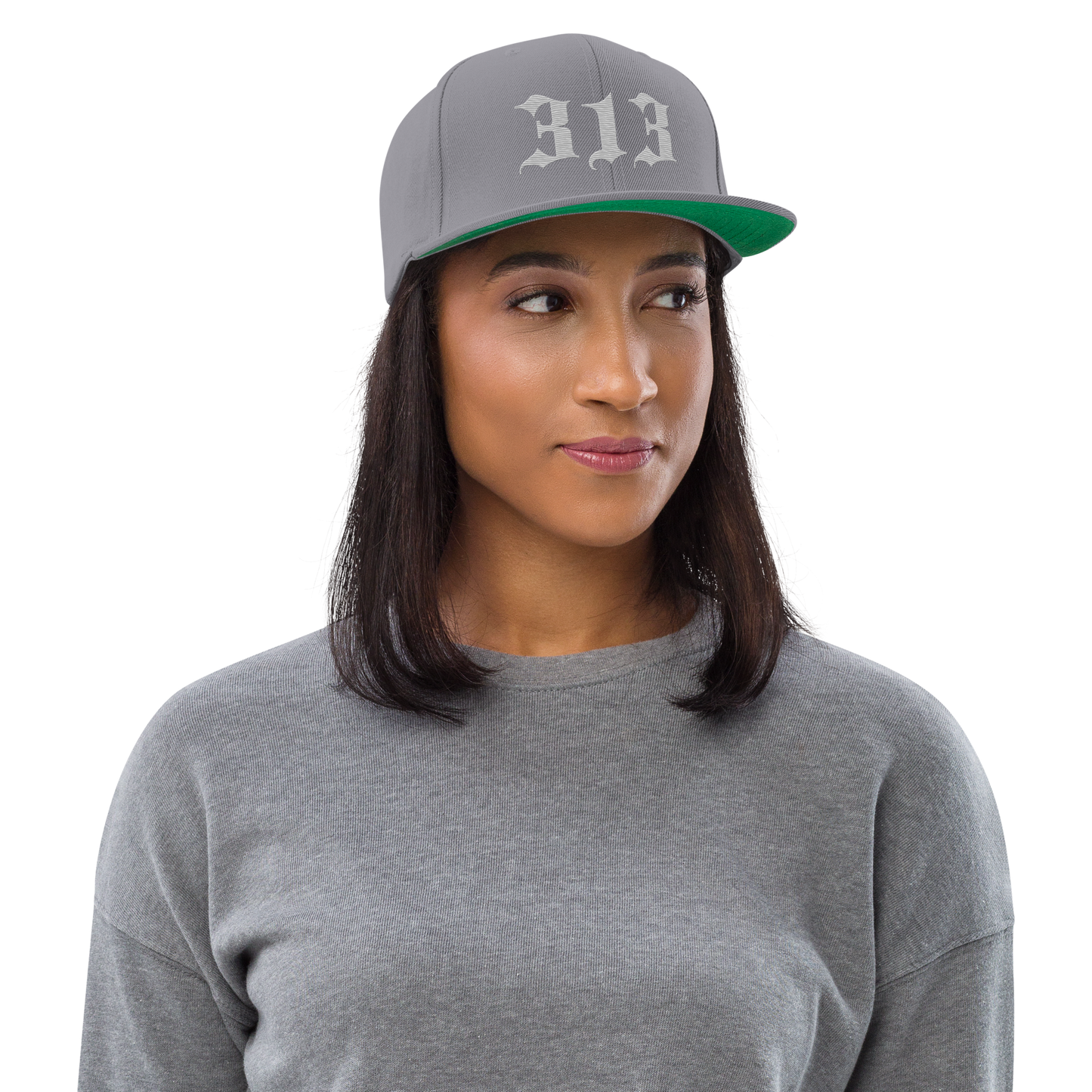 Detroit '313' Vintage Snapback (Old English Font) | Platinum