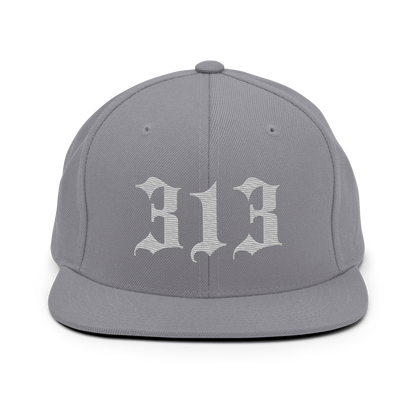 Detroit '313' Vintage Snapback (Old English Font) | Platinum