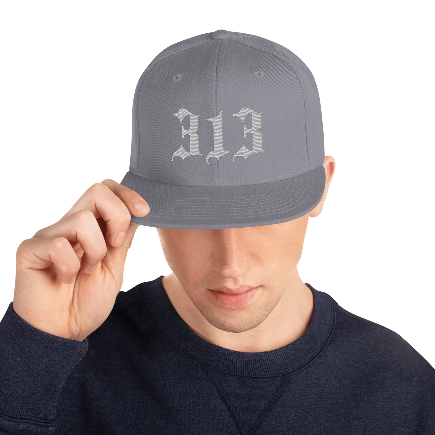 Detroit '313' Vintage Snapback (Old English Font) | Platinum