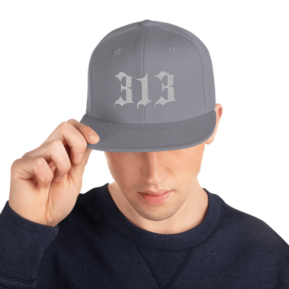 Detroit '313' Vintage Snapback (Old English Font) | Platinum