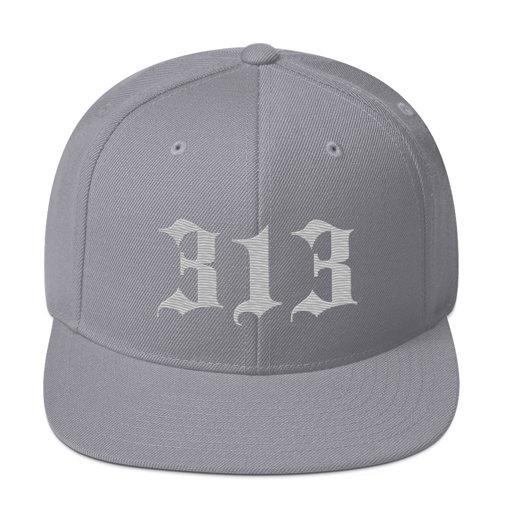 Detroit '313' Vintage Snapback (Old English Font) | Platinum