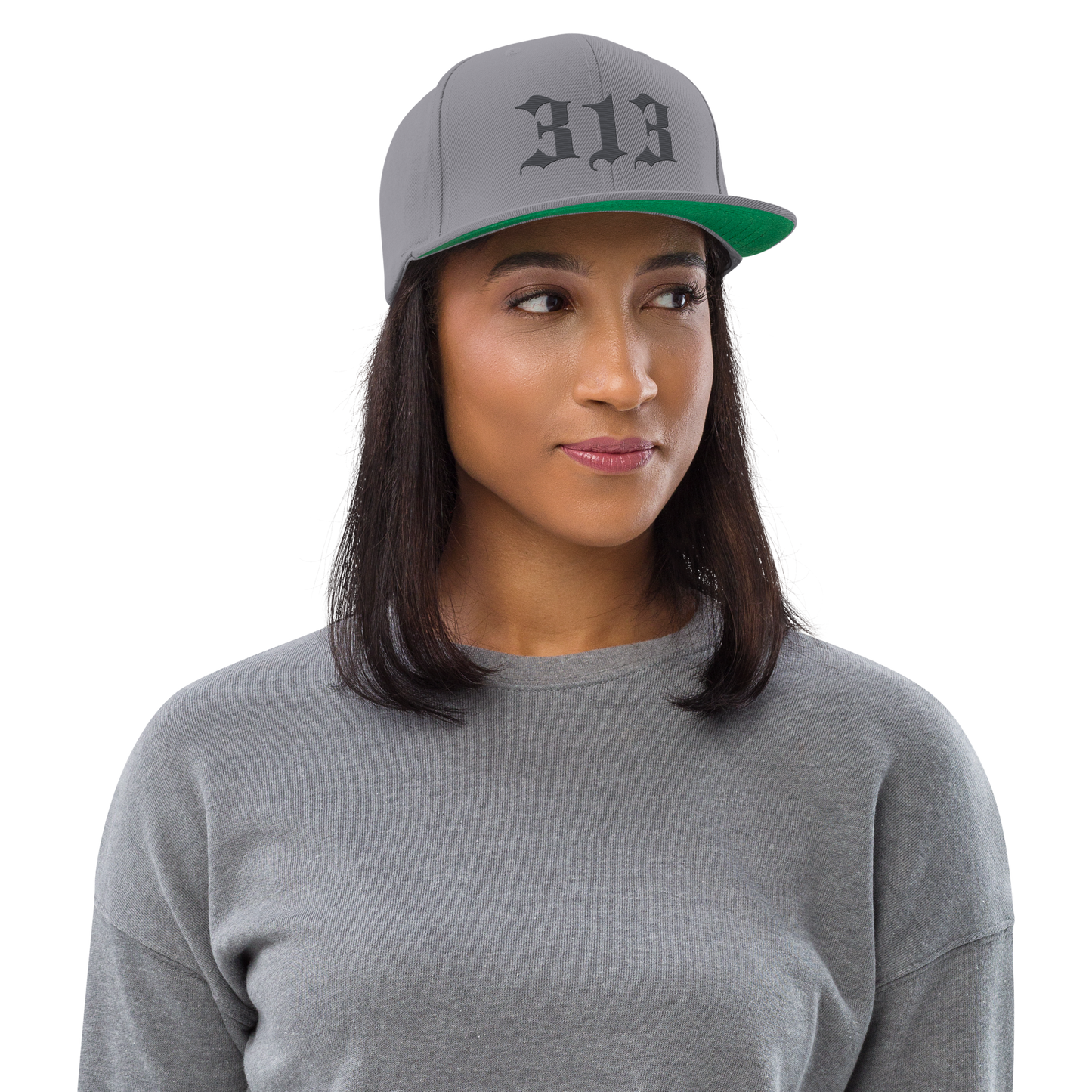 Detroit '313' Vintage Snapback (Old English Font) | Iron Ore Grey