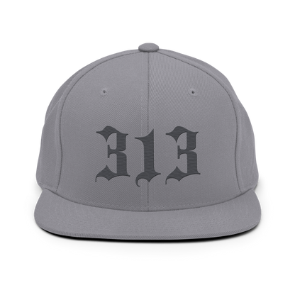 Detroit '313' Vintage Snapback (Old English Font) | Iron Ore Grey