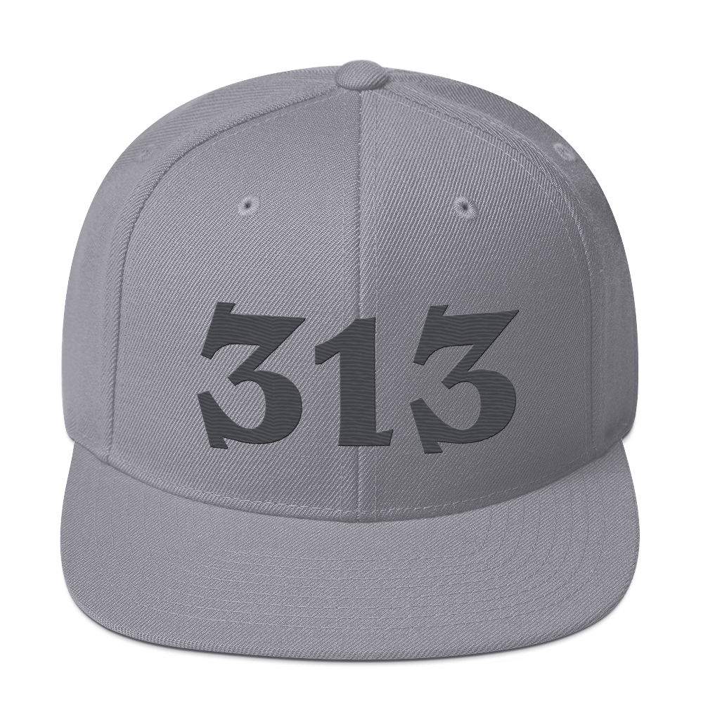 Detroit '313' Vintage Snapback (Angry Font) | Iron Ore Grey