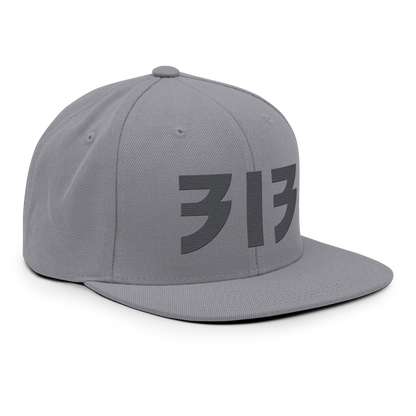 Detroit '313' Vintage Snapback (Glam Rock Font) | Iron Ore Grey