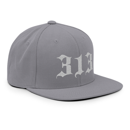 Detroit '313' Vintage Snapback (Old English Font) | Platinum