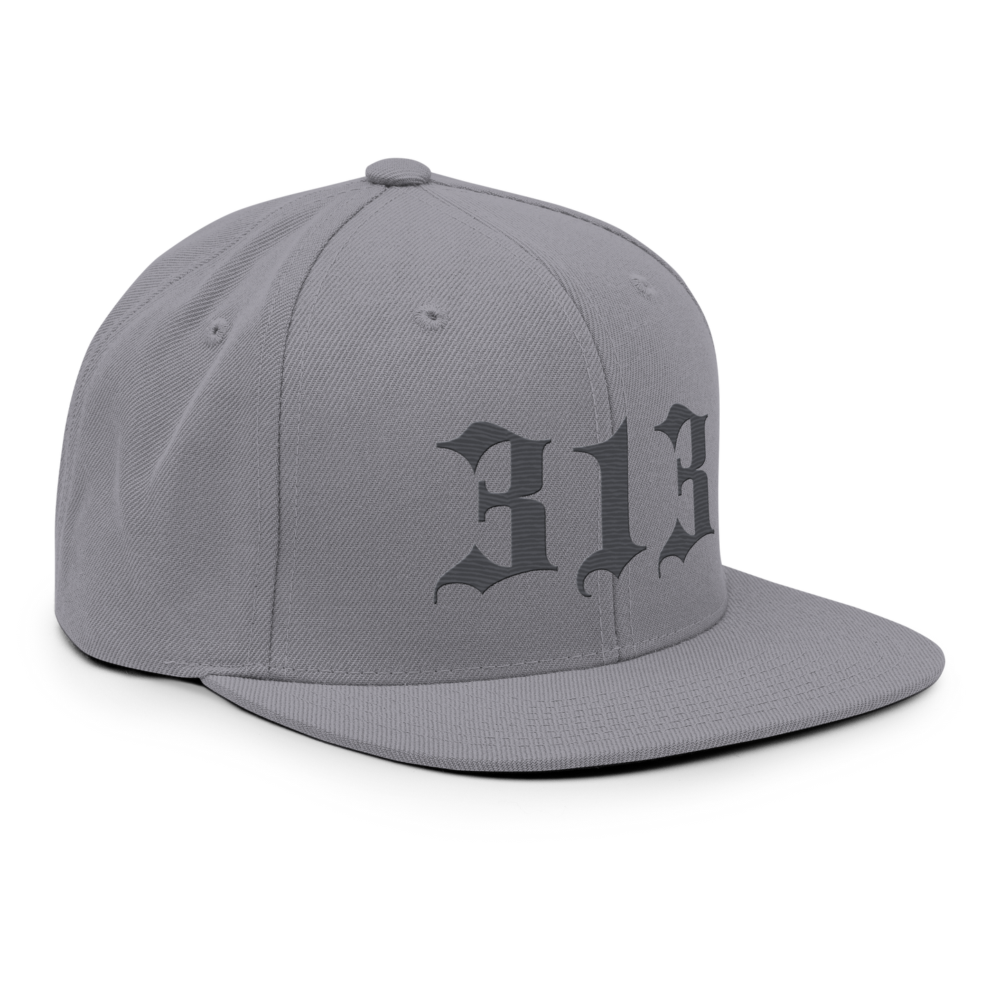 Detroit '313' Vintage Snapback (Old English Font) | Iron Ore Grey