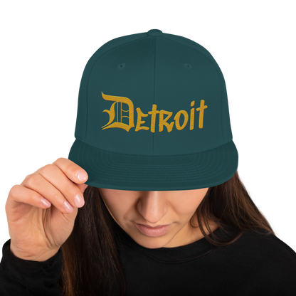 'Detroit' Vintage Snapback (OED Tag Font) | Gold