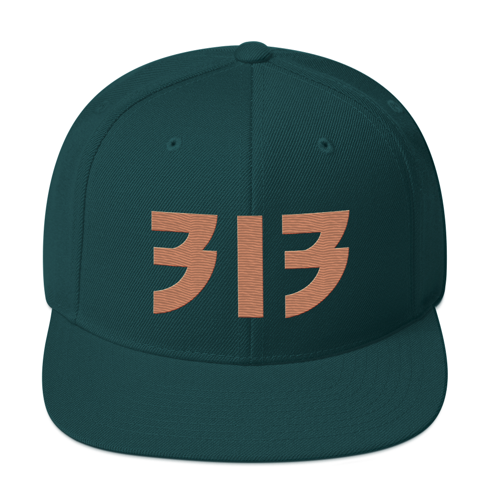 Detroit '313' Vintage Snapback (Glam Rock Font) | Copper