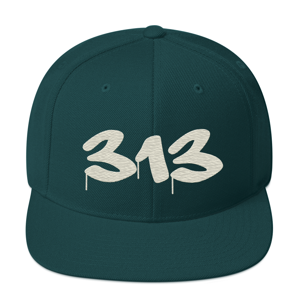 Detroit '313' Vintage Snapback (Tag Font) | Ivory White