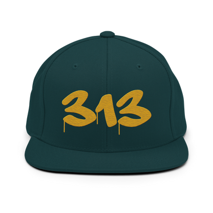 Detroit '313' Vintage Snapback (Tag Font) | Gold