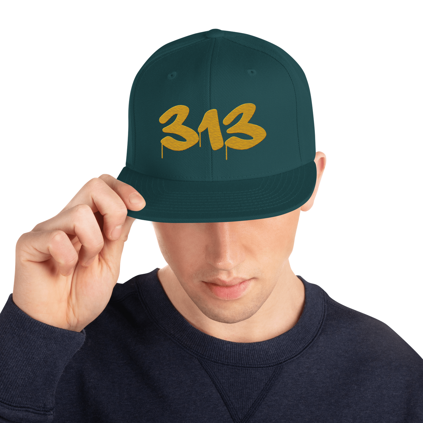 Detroit '313' Vintage Snapback (Tag Font) | Gold