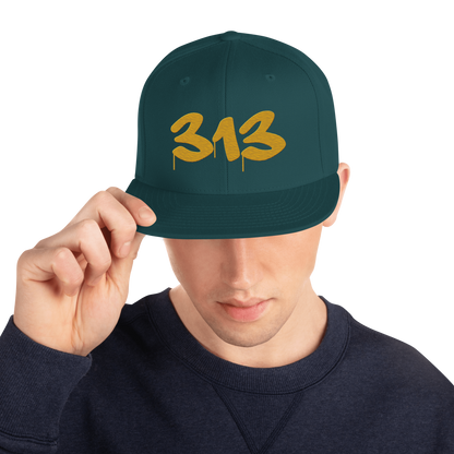 Detroit '313' Vintage Snapback (Tag Font) | Gold