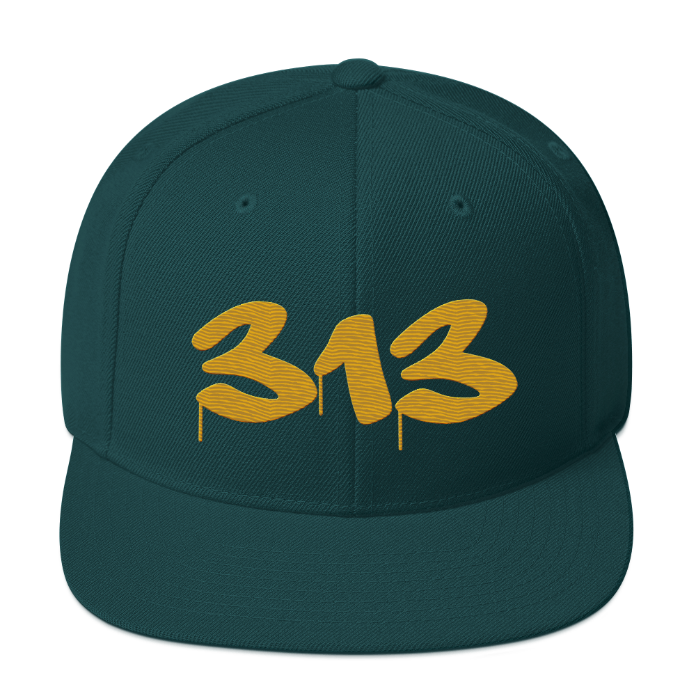 Detroit '313' Vintage Snapback (Tag Font) | Gold