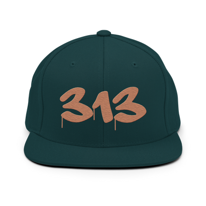 Detroit '313' Vintage Snapback (Tag Font) | Copper