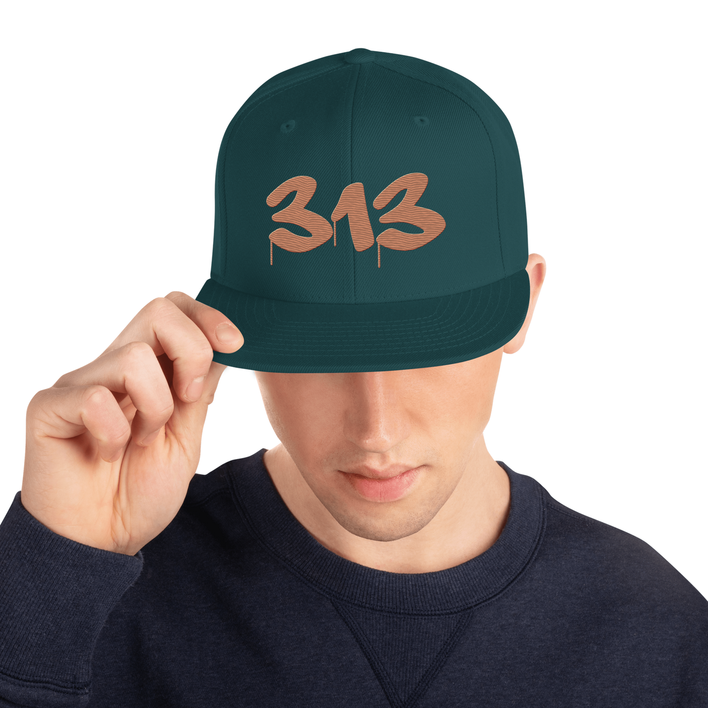 Detroit '313' Vintage Snapback (Tag Font) | Copper