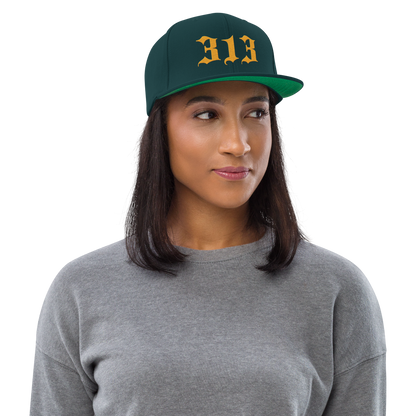 Detroit '313' Vintage Snapback (Old English Font) | Gold