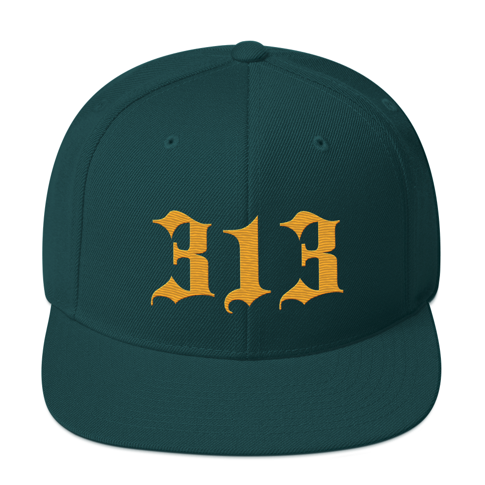 Detroit '313' Vintage Snapback (Old English Font) | Gold